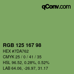 Farbcode: RGB 125 167 98 | qconv.com