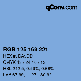 Color code: RGB 125 169 221 | qconv.com