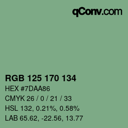 Color code: RGB 125 170 134 | qconv.com