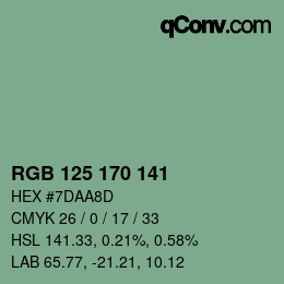 カラーコード: RGB 125 170 141 | qconv.com