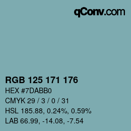 Farbcode: RGB 125 171 176 | qconv.com