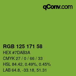 颜色代码: RGB 125 171 58 | qconv.com