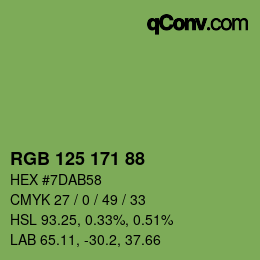 Color code: RGB 125 171 88 | qconv.com