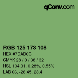 Color code: RGB 125 173 108 | qconv.com