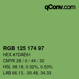 颜色代码: RGB 125 174 97 | qconv.com