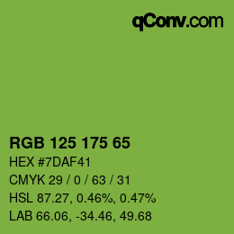 颜色代码: RGB 125 175 65 | qconv.com