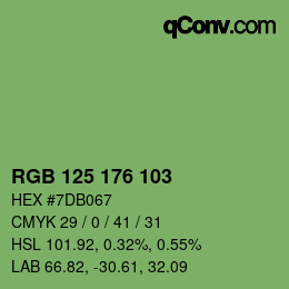 Color code: RGB 125 176 103 | qconv.com