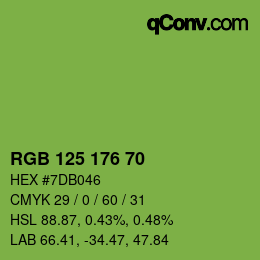 颜色代码: RGB 125 176 70 | qconv.com