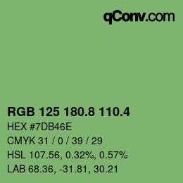 カラーコード: RGB 125 180.8 110.4 | qconv.com