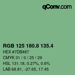 カラーコード: RGB 125 180.8 135.4 | qconv.com