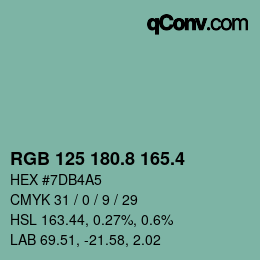 カラーコード: RGB 125 180.8 165.4 | qconv.com