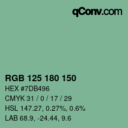 Farbcode: RGB 125 180 150 | qconv.com