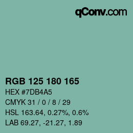 Farbcode: RGB 125 180 165 | qconv.com