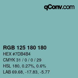 Farbcode: RGB 125 180 180 | qconv.com