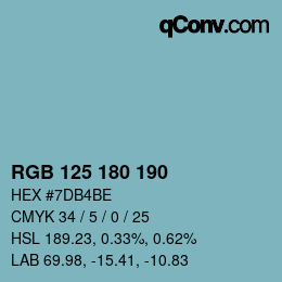 カラーコード: RGB 125 180 190 | qconv.com