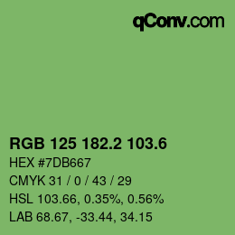 カラーコード: RGB 125 182.2 103.6 | qconv.com