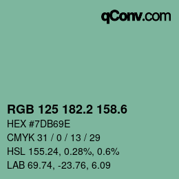 カラーコード: RGB 125 182.2 158.6 | qconv.com