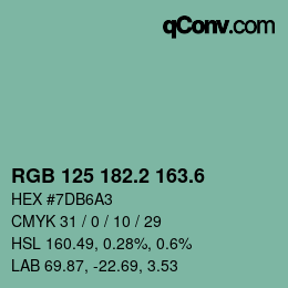 カラーコード: RGB 125 182.2 163.6 | qconv.com