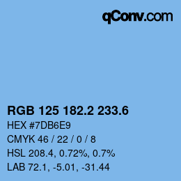 カラーコード: RGB 125 182.2 233.6 | qconv.com