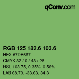 カラーコード: RGB 125 182.6 103.6 | qconv.com