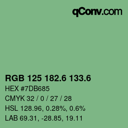 カラーコード: RGB 125 182.6 133.6 | qconv.com