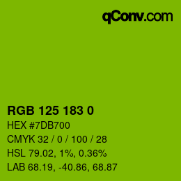颜色代码: RGB 125 183 0 | qconv.com