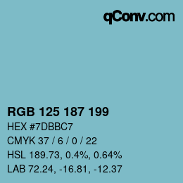 カラーコード: RGB 125 187 199 | qconv.com