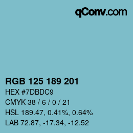 Código de color: RGB 125 189 201 | qconv.com