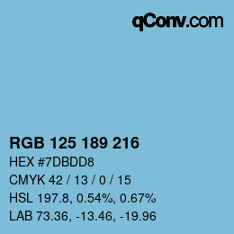 Color code: RGB 125 189 216 | qconv.com