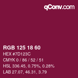 Color code: RGB 125 18 60 | qconv.com