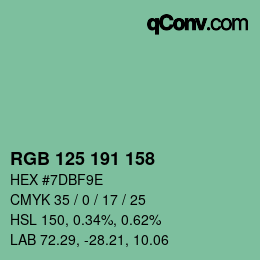カラーコード: RGB 125 191 158 | qconv.com