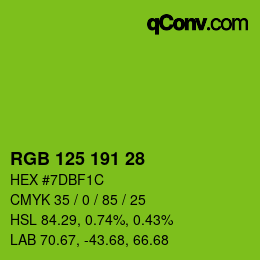 Color code: RGB 125 191 28 | qconv.com