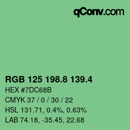 カラーコード: RGB 125 198.8 139.4 | qconv.com