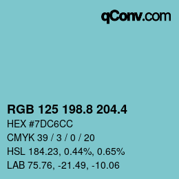 カラーコード: RGB 125 198.8 204.4 | qconv.com