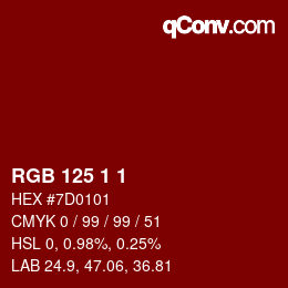 カラーコード: RGB 125 1 1 | qconv.com