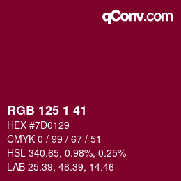 Color code: RGB 125 1 41 | qconv.com