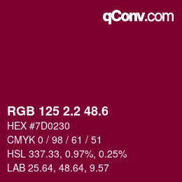 カラーコード: RGB 125 2.2 48.6 | qconv.com