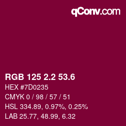 カラーコード: RGB 125 2.2 53.6 | qconv.com