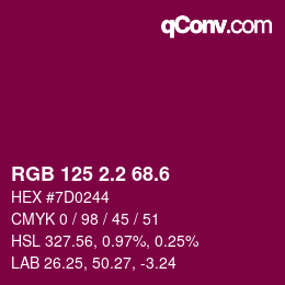 カラーコード: RGB 125 2.2 68.6 | qconv.com