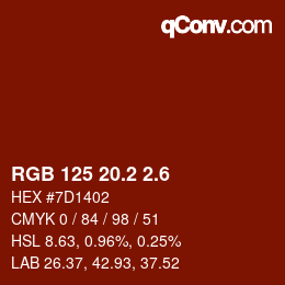 カラーコード: RGB 125 20.2 2.6 | qconv.com
