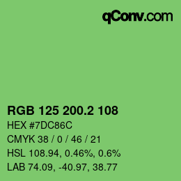 カラーコード: RGB 125 200.2 108 | qconv.com