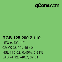 カラーコード: RGB 125 200.2 110 | qconv.com