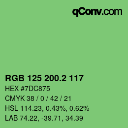 カラーコード: RGB 125 200.2 117 | qconv.com