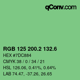カラーコード: RGB 125 200.2 132.6 | qconv.com