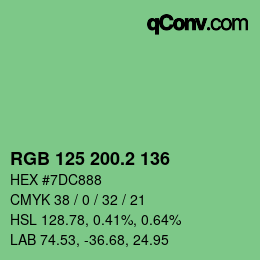 カラーコード: RGB 125 200.2 136 | qconv.com