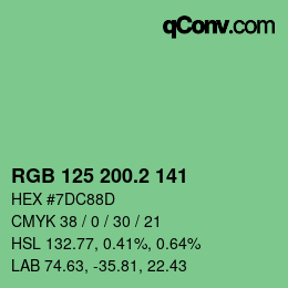 カラーコード: RGB 125 200.2 141 | qconv.com