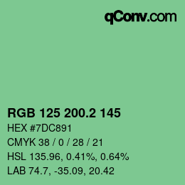 カラーコード: RGB 125 200.2 145 | qconv.com