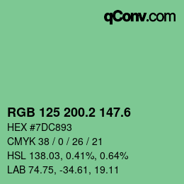 カラーコード: RGB 125 200.2 147.6 | qconv.com