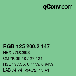 カラーコード: RGB 125 200.2 147 | qconv.com