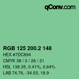 カラーコード: RGB 125 200.2 148 | qconv.com
